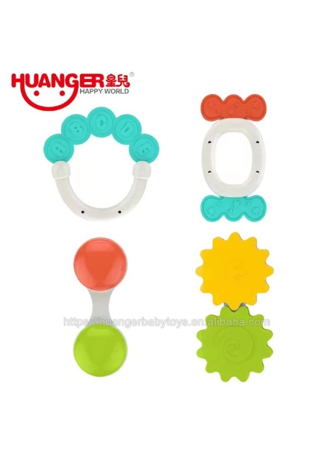 Huanger Complete Rattles & Teethers Set for Babies – 4 Pieces - Image 3